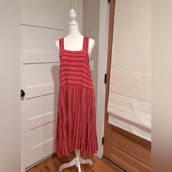 Natalie Martin Jasmine Striped Pink & Brown  Dress - Picture 1 of 4